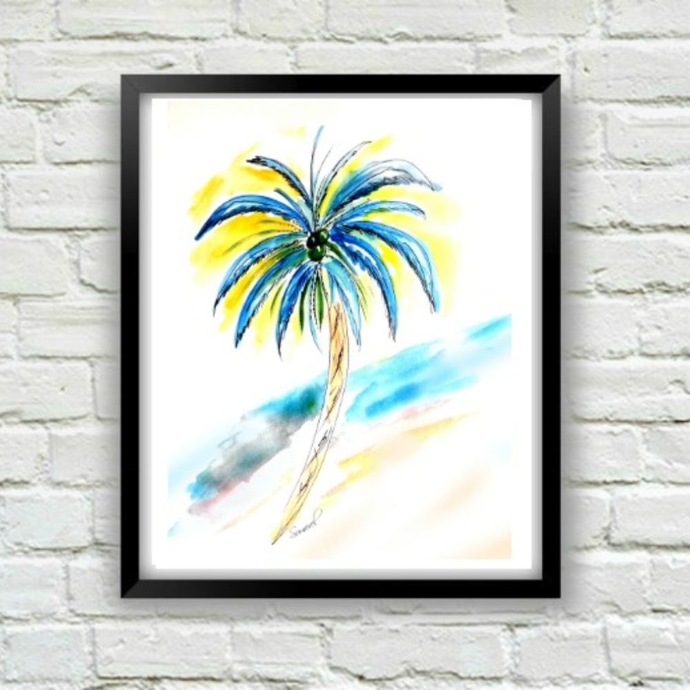 8" x 10" Palm Tree Art Print Signed by Artist